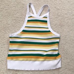 Green, white, orange, and yellow halter top💞